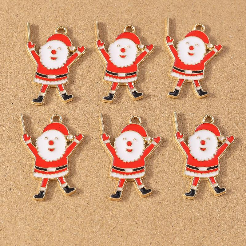 10pcs Enamel Christmas Tree Snowman Pendant Charms for Jewelry Making Christmas Earrings Necklaces DIY Accessories Supplies
