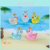 Adorable Luminous Crowned Yellow Duck Resin Figurine For Terrarium Decoration