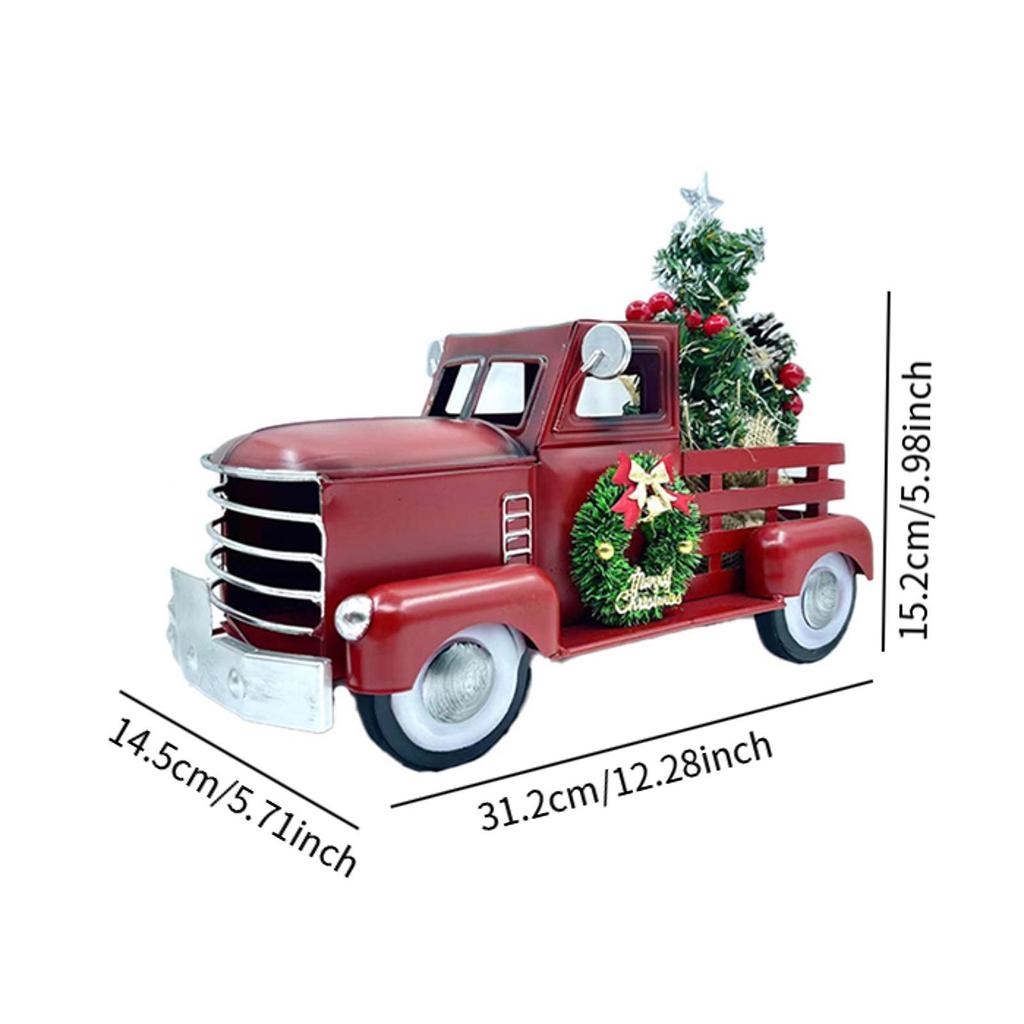 Truck Christmas Tree Statue Collection Tabletop Ornament Farm Truck with Pine Tree for Bedroom Living Room Desk Farmhouse Mantel