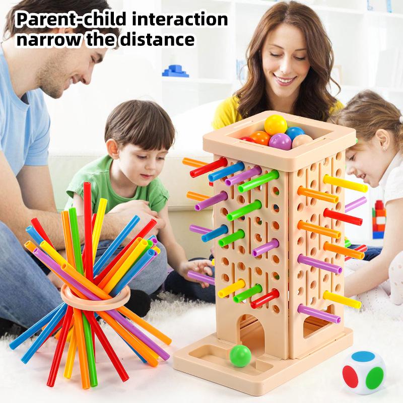 Stick Pulling Board Game Montessori Wooden Toy for Kids Educational 2 Player Fine Motor Skill Party бежевый