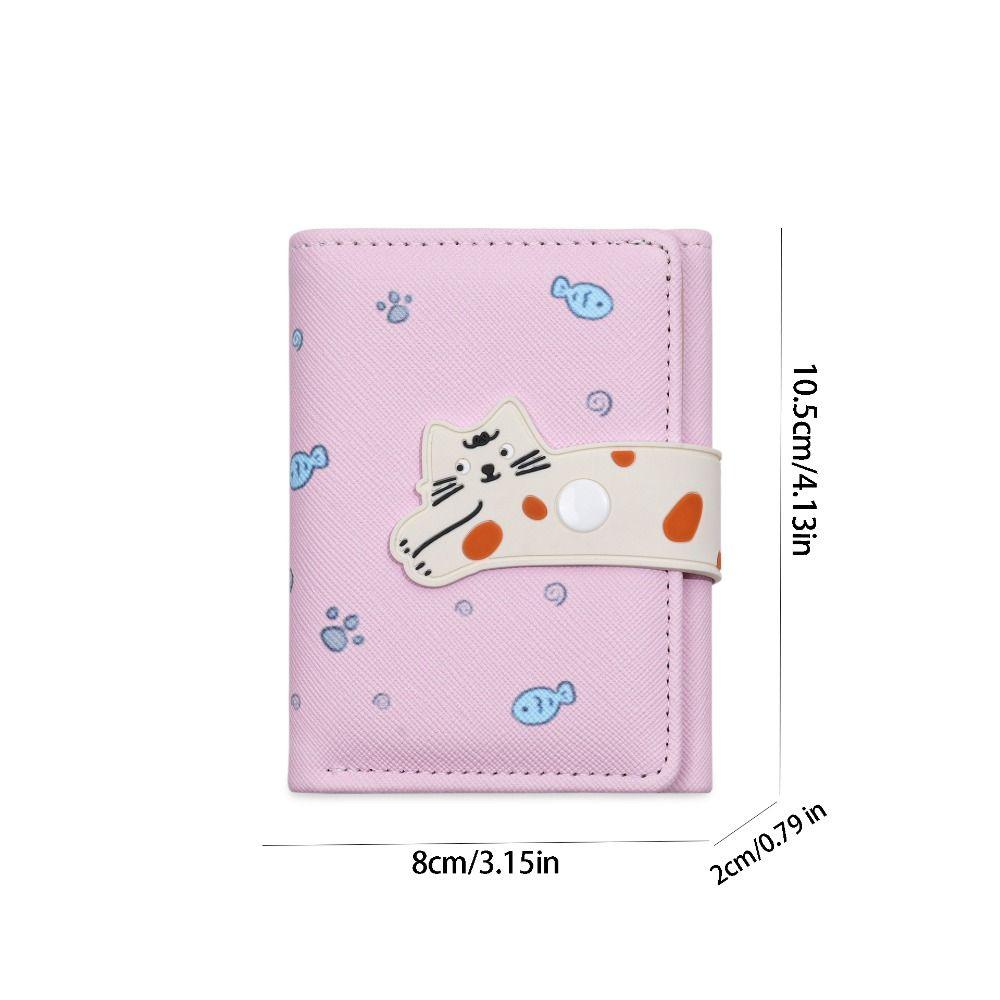 Card Pouch Portable Cat Printed Wallet PU Leather Multiple Card Short Leather Purse Cute Fashion Cat Patterned Card Bag Daily