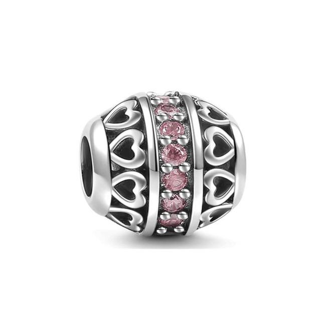 European New 925 Sterling Silver Pink Series Dog Paw Heart Enamel Fashion Beads Fit Original Bracelet For Women Jewelry Making