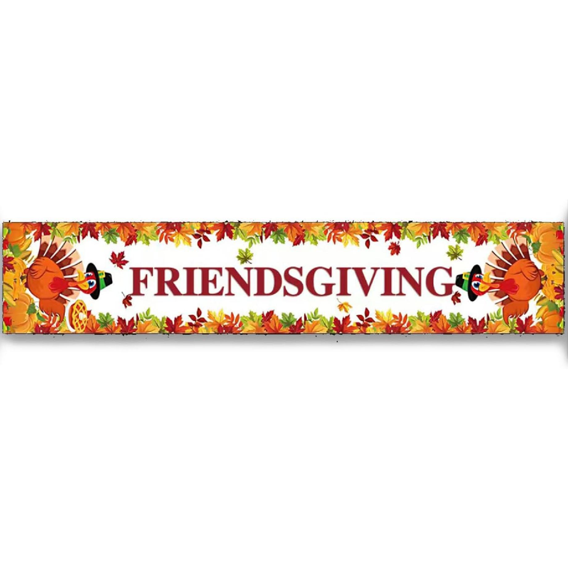 Happy Friendsgiving Table Runner,70x13 Inch Friendsgiving Party Decorations for Thanksgiving Party Supplies