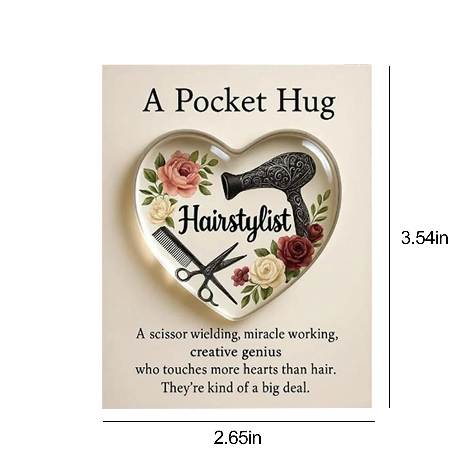 

A Pocket Hug for Hairstylists with Card Mini Hairdresser Tools Heart Pocket Hug Token Thank You Gift for Your Hairstylist