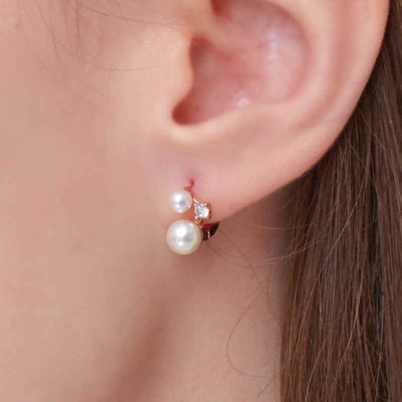 ELLE Jewelry 14K GF Pearl One-Touch Earrings ELGPEE215