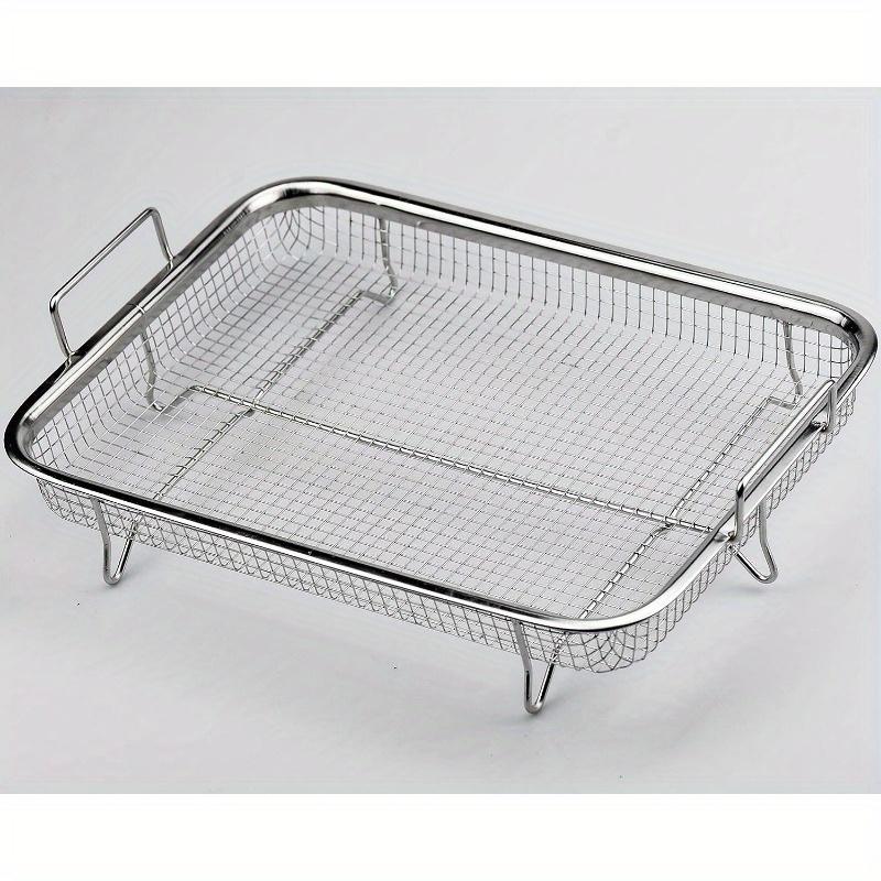 1PC Stainless Steel Basket Rack - Multifunctional Grill Tray Grid for Frying,Outdoor Cooking - Leak-proof Tray, Perfect for Chips and Snacks