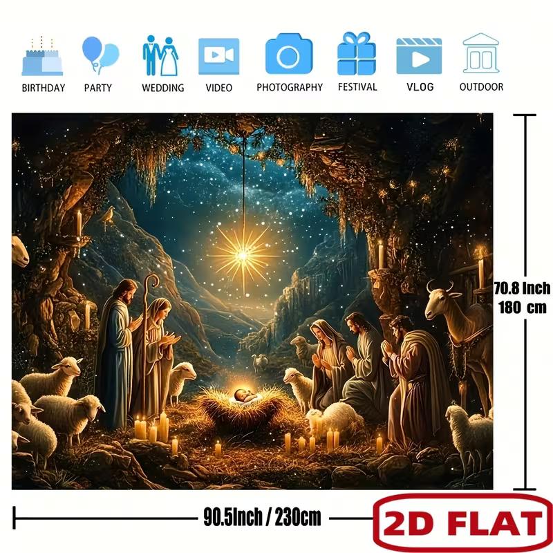 2D Star of Bethlehem Nativity Banner Religious Christmas Church Supplies