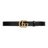 Gucci GG Marmont Doppel-G-Logo Styling-Schnalle hellgoldfarbene Accessoires Ledergürtel Herren schwarz Breite 3cm 4145160YA0G