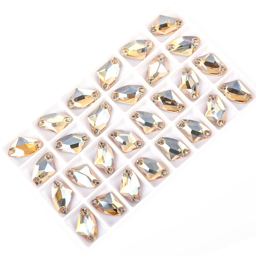 Weichen Flat Bottom Double Hole Color Axe Shape Hand Sewn Buckle Glass Rhinestone Diy Dress Wedding Dress Accessories