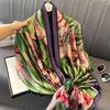 Sidenhalsdukar Kvinnor Lyxmärke Hijab Sjal Blommig Foulard Femme Sjalar Omslag Sidenbandana Huvudduk Hijab Strandponcho