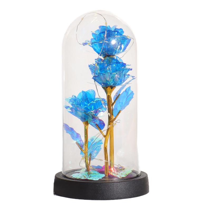 Luminous LED Rose Glass Dome Ornament with Three Flowers - Valentine's Day Bestseller Gift