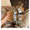 Cowhide Version~ Retro Double Buckle with Thick Bottom To Increase the Height of Beach Cool Slippers for Women
