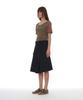 Partimento Woman Foldover Waist Midi Skirt_Navy