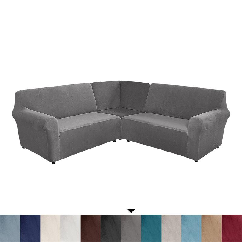5 Seater Thicken Velvet Sofa Covers Stretch L Shape Sectional Sofa Slipcovers for Living Room Washable Armchair Couch Covers