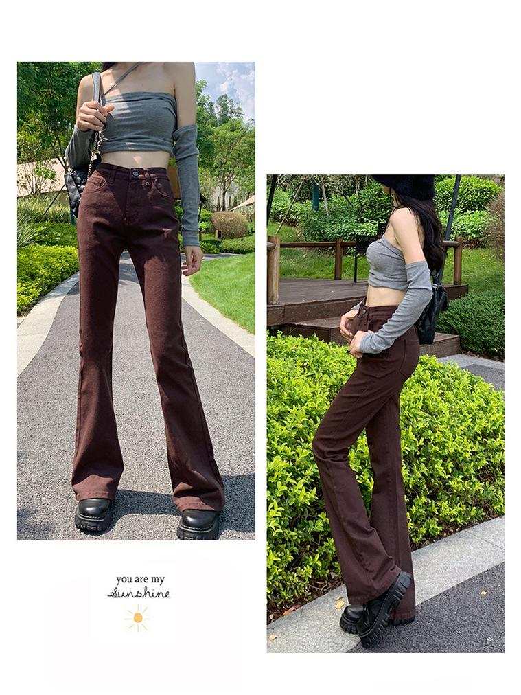 Women's High-Waisted Micro-Flared Slimming Jeans, Summer 2024 Collection, Nine-Point Wide-Leg Petite Fit