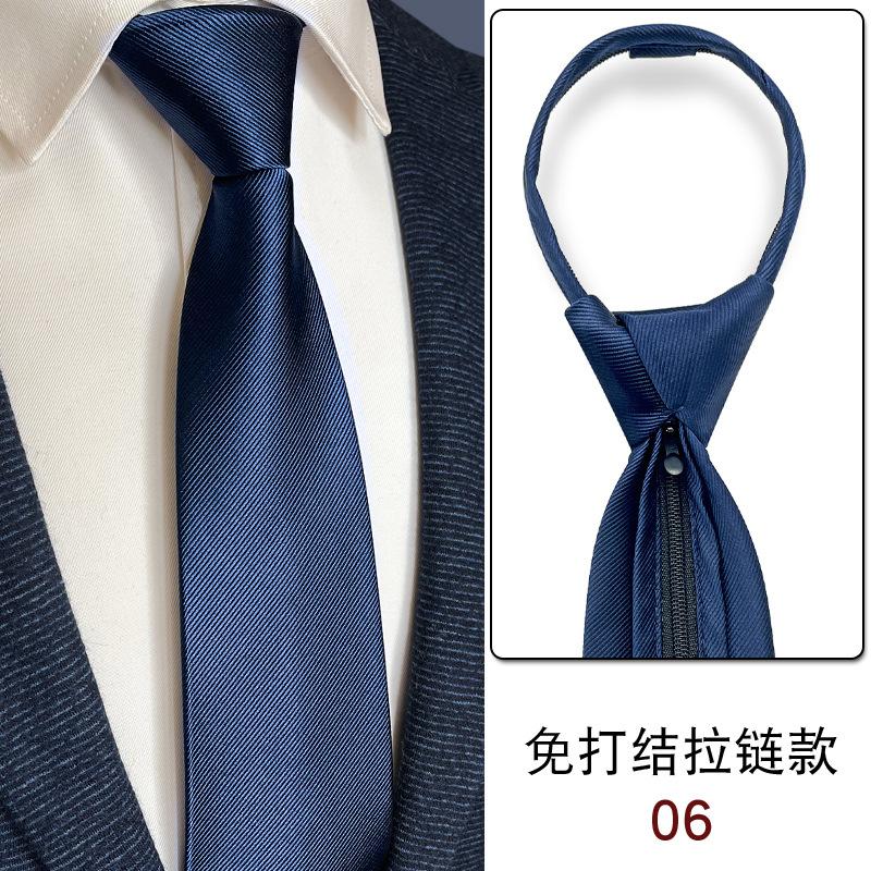 No Knots, Lazy, Simple Zipper, Tie Tie, Formal Wear, Business Work, White-Collar Shirt For Sale, Dark Blue Stripes.