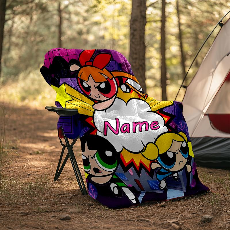 Personalized Custom Name Blanket - The Powerpuff Girls Print Design,Blanket for Sofa,Bed,Travel,Camping - Soft and Warm, Great Gift