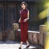 Dark red sleeveless national style new Chinese long cheongsam women's high sense 1011 new improved young spring and summer