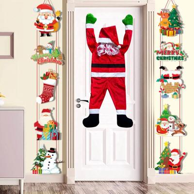 Vianočná závesná dekorácia Slávnostný Santa Claus Fleecová Dekorácia na okno auta/stenu Vianočné párty potreby
