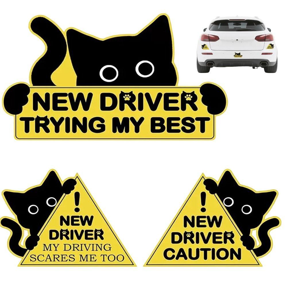 1 Set Self-Adhesive Car Sticker Reflective New Driver Sign Funny Car Decal Beginner Drivers