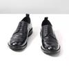 Japanese Style Big Head Thick Heels Oxfords Shoe Mens Genuine Leather Lace Up Low Top Vintage Round Toe Black Social Derby Shoes