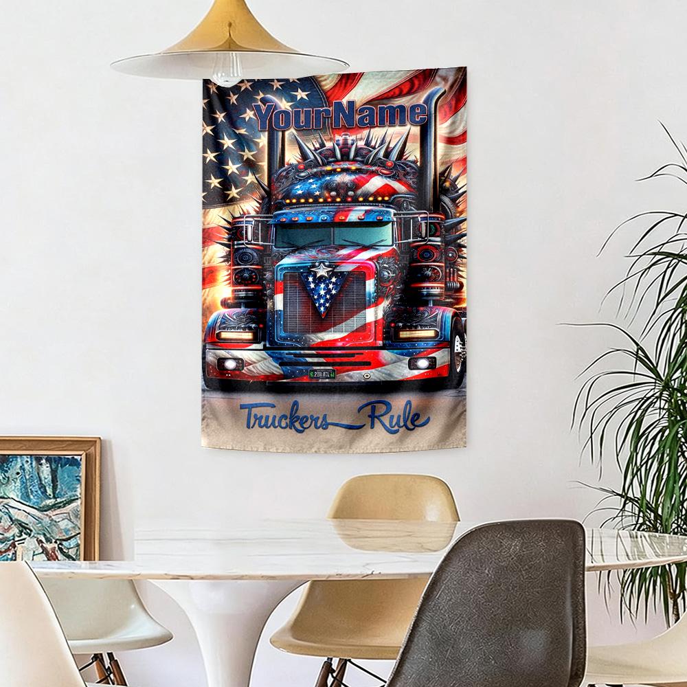 Peterbilt Schwerlastwagen Benutzerdefinierter Name Wanddekor Wandteppich Kunst Für Haustiermemorial Geburtstag Hochzeitsfeier Hintergrund Familien Geschenk