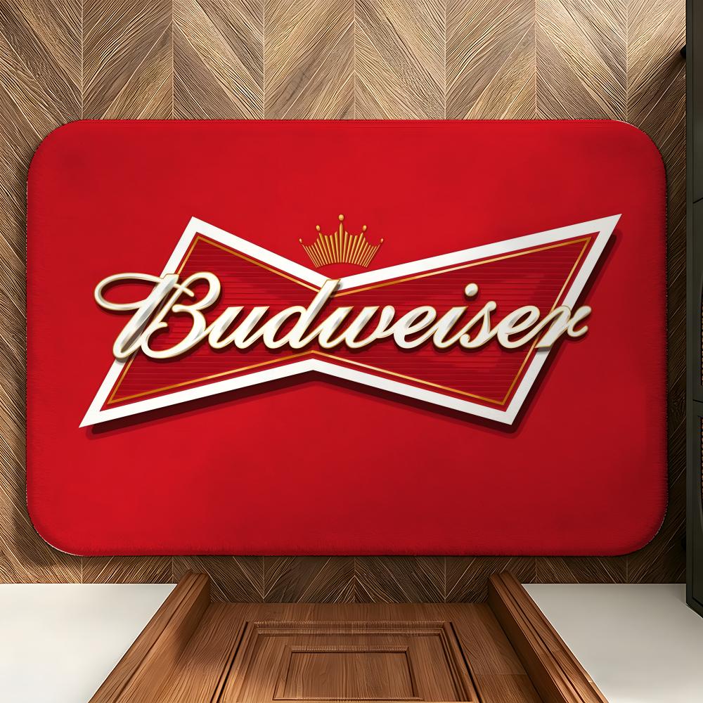Beverage B-Budweiser Floor Mat Soft Flannel Entrance Door Mat Non Slip Absorbent Bathroom Bedroom Floor Rug