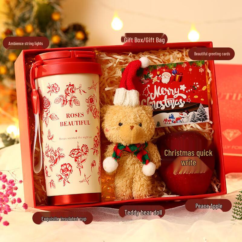 Christmas Gift Set with Red Lily of the Valley Stainless Steel Mug Set-07