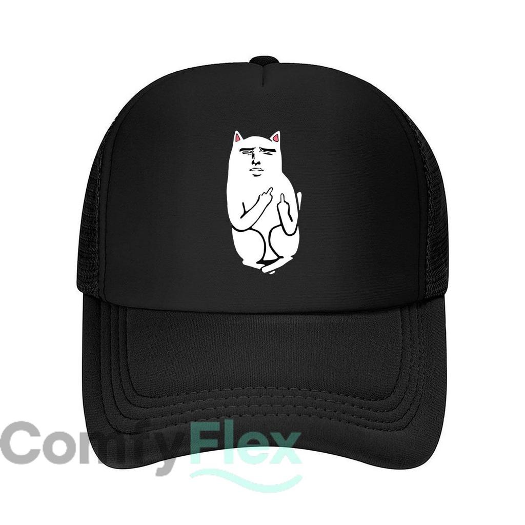 Cat with Devil Horns Meme Fashion Mesh Baseball Cap Breathable Casual Hats Outdoor For Unisexs And Womens