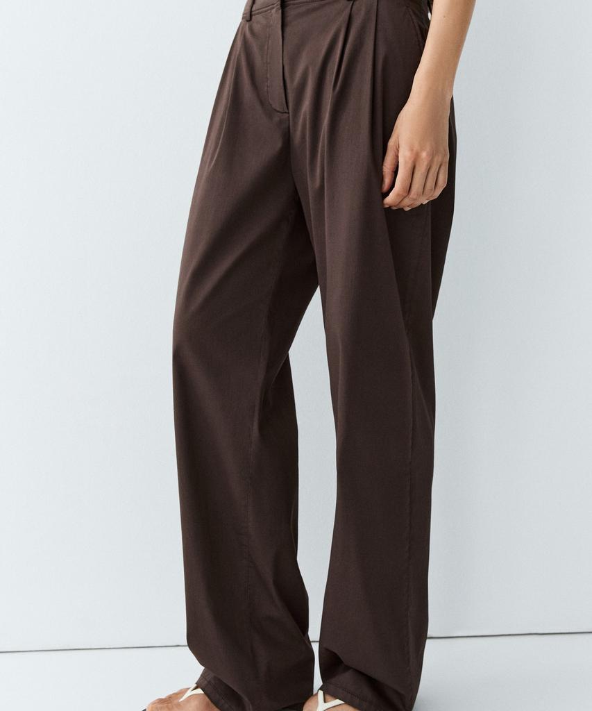 Masimodutti Cotton Poplin Blend Tuck Pants