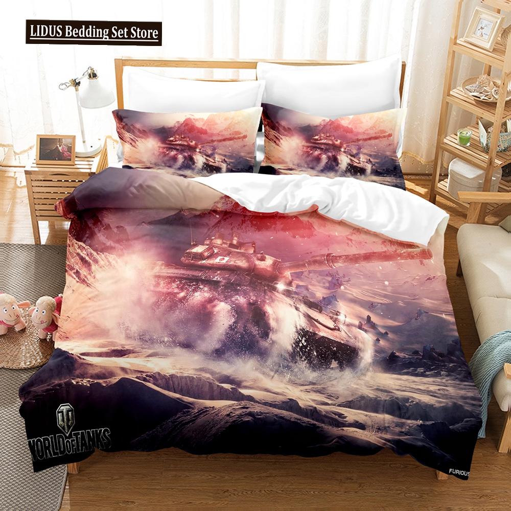 3D Tank Duvet Cover Tank Print War Military Weapon Theme For Children Teens Women Men Gifts For Bedroom Decorations Queen King