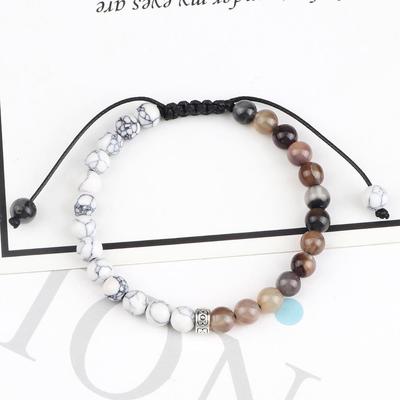 Verstellbares Yoga-Armband aus mattem Achatstein mit Perlen