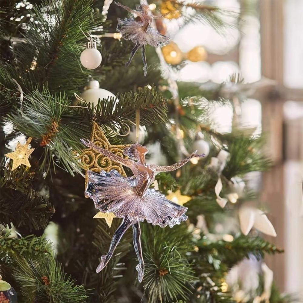 Průhledné akrylové vánoční přívěsky Balerína Anděl Závěsná dekorace Dekorace na vánoční stromek