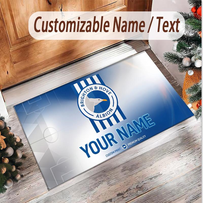 Personalized Crystal Velvet Carpet Brighton & Hove Albion Football Pattern Non Slip Floor Rug