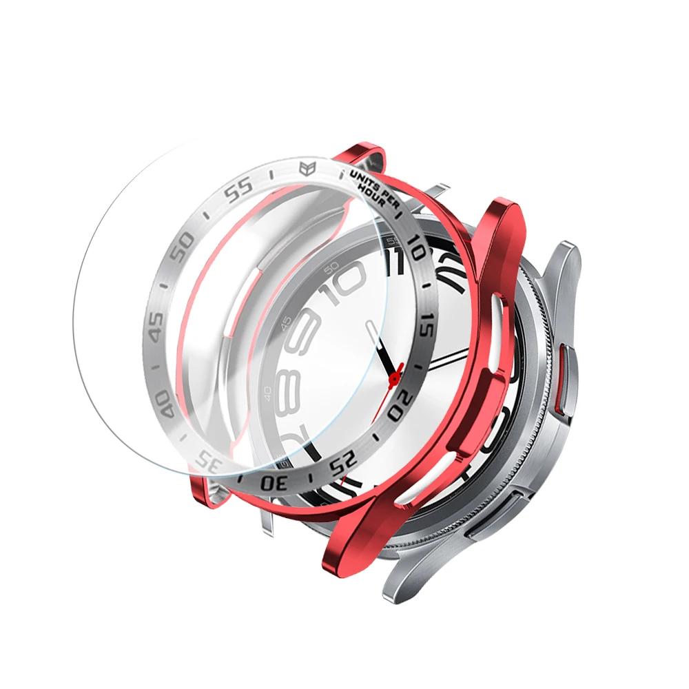 Tempered Glass+Bezel+Case for Samsung Watch 6 Classic 43mm 47mm Cover TPU Bumper All-Around Protector Clear Scratch Screen Shell