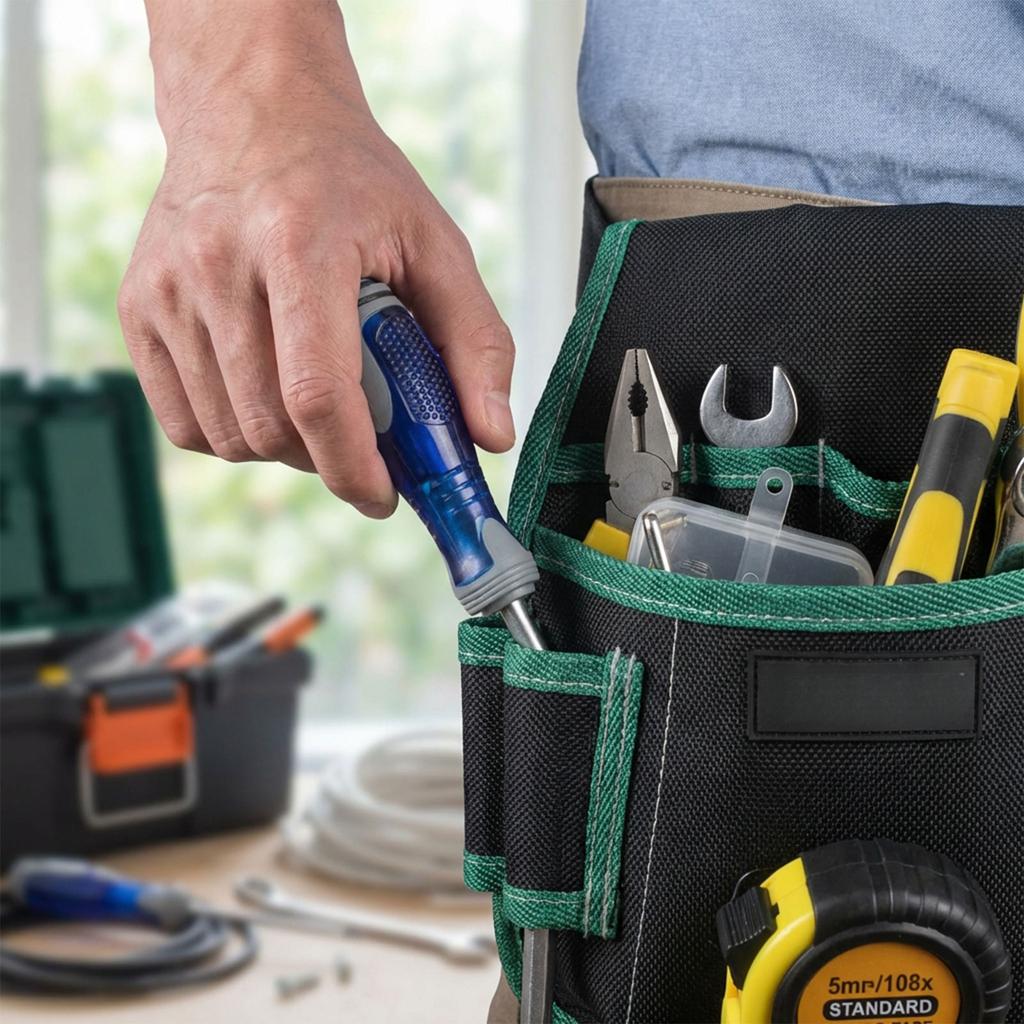 Werkzeug-Hüfttasche, Werkzeugtasche aus 600D Oxford-Gewebe, 9 Taschen, 45-Zoll-Hüftgurt, Geeignet für Schreiner, Holzbearbeiter, Bauarbeiter, Klempner