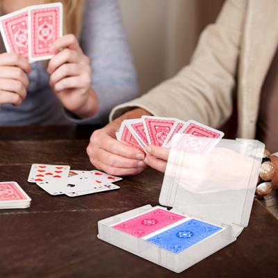 4 Stück Spielkartenboxen aus Kunststoff, mit Druckknöpfen verschlossen, leere Aufbewahrungsbox aus Kunststoff, 2 Dez