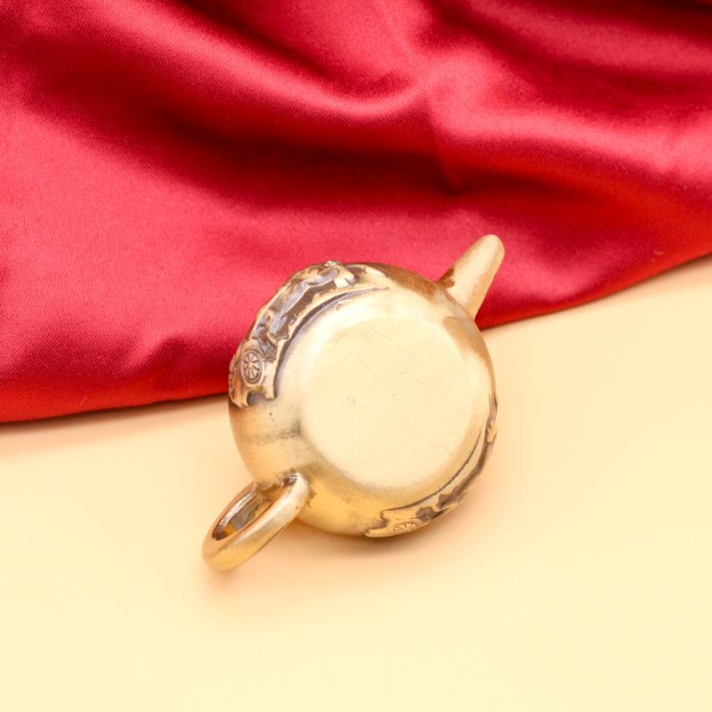Brass Mahjong Hu Teapot with Creative Turn Handle Ornament