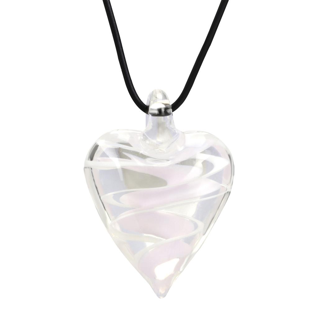 Stylish Glass Heart Necklace Women Girls Handmade Black Rope 3D Heart Pendant Necklace Valentine Birthday Choker Chain