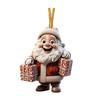 Christmas Ornament Smiling Santa Claus Holding Gift Pendant 3D Effect Acrylic Hanging Pendant Festive Home Decor