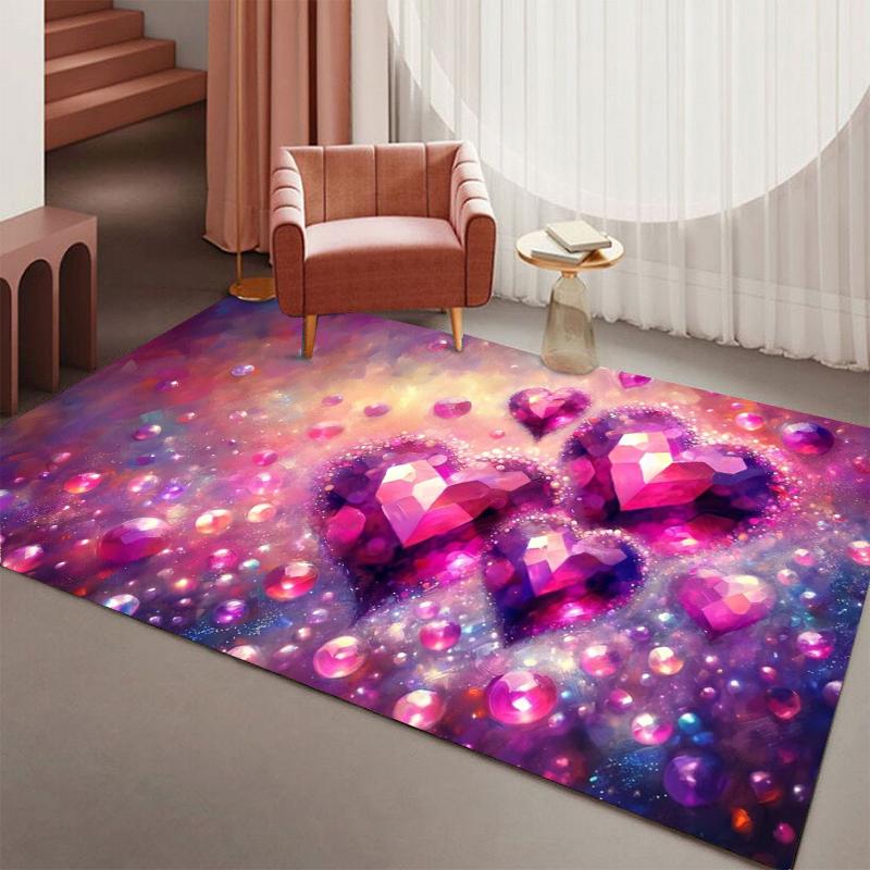 

Romantic Heart Pattern Rug Starry Sky Background Carpet Dreamy & Luxury Visual Effect Best for Valentine s Day Decor Pink Purple 40x60CM