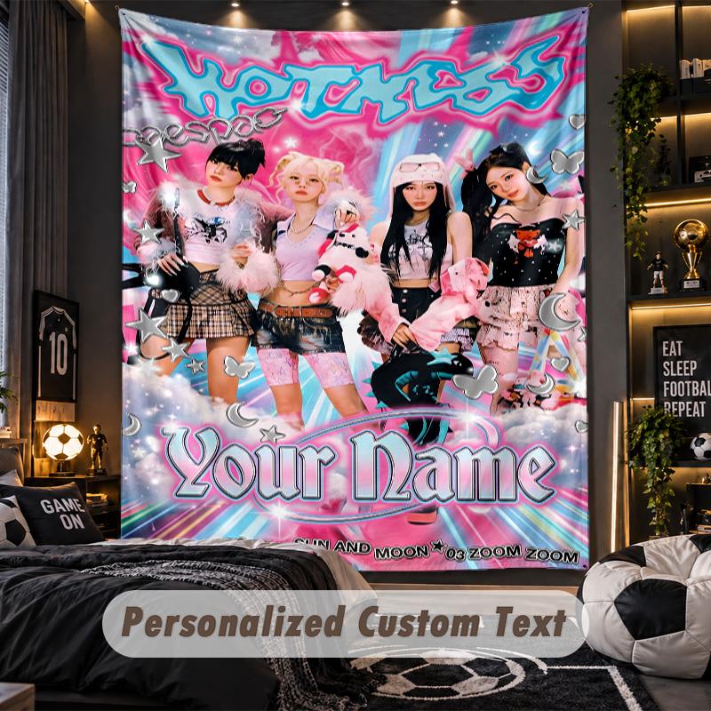 Personalized Wall Tapestry,aespa Custom Printed Name, Fabric Wall Art For Indoor Room Backdrop