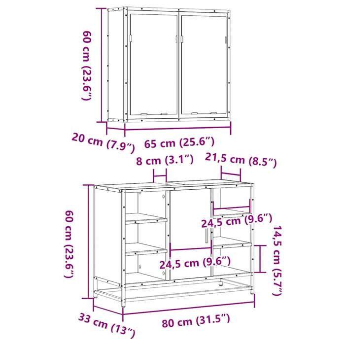 VidaXL Bathroom Furniture Set 2 Pcs Black Engineered Wood 3300910
