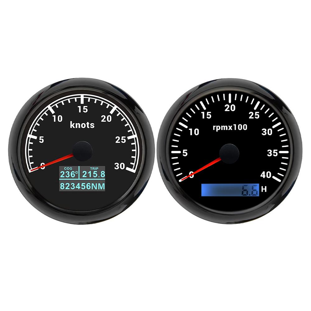 Universal 85mm GPS Speedometer 30KNOTS 60KNOTS 60K 120K 200K with 4K 6K 8K RPM Tachometer with 7 Colors Backlight for Car Boat