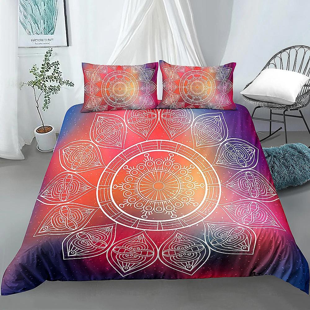 Boho Pościel Mandala Poszewka na Kołdrę Luksusowa Miękka Pokrowiec na Kołdrę Rozmiar Queen 2/3 Sztuki Styl Boho Kwiatowa Pościel Pokrowiec Tekstylia Domowe