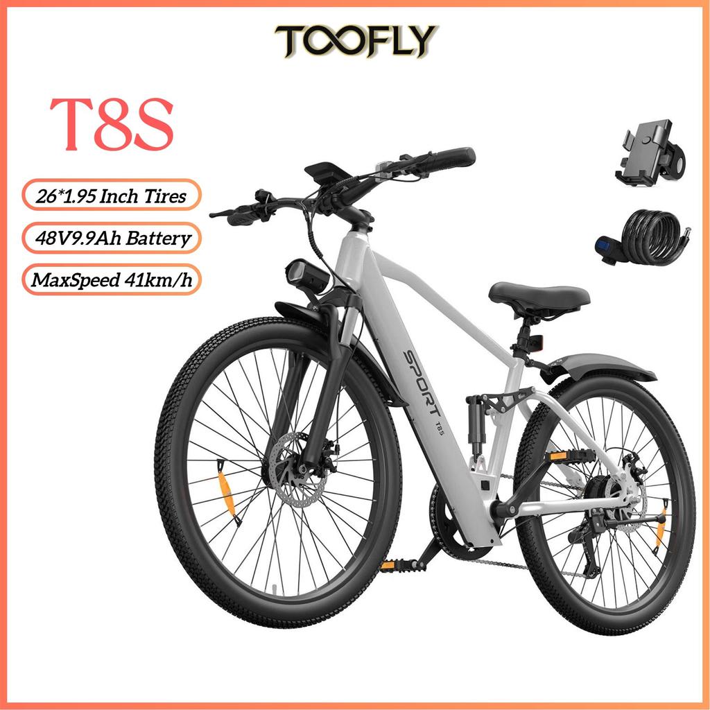 TOOFLY T8S Adult Electric Bike 41KM/H Max Speed 48V9.9Ah Battery City Commuting E-Bike 26*1.95 Inch Tire Adults Electric Bicycle