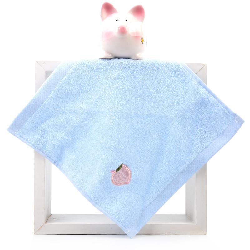 

1 шт. 25x25 см детский сад мультфильм фрукты вышивка однотонный хлопок мягкий впитывающий детское квадратное полотенце для лица 25x25cm синий