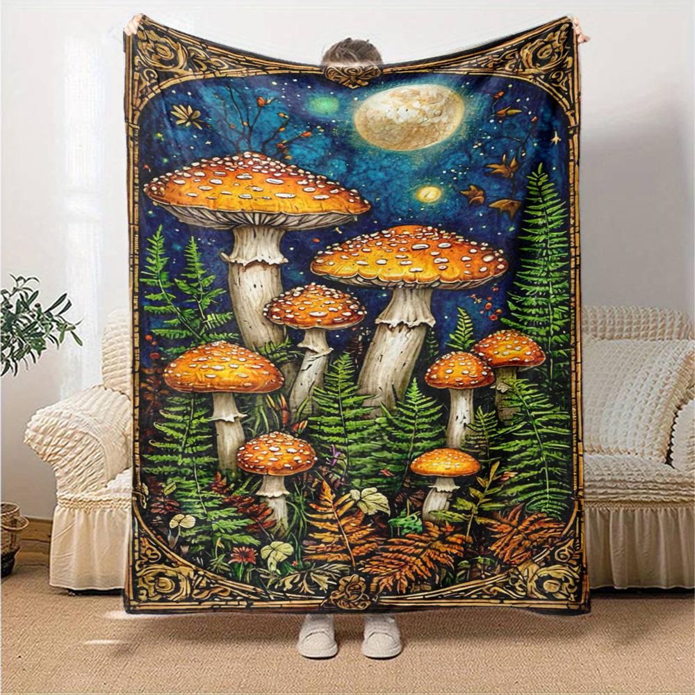 Bunte Pilz-Print Flanelldecke Hohe Qualität Warm Bequem Decke für Alle Jahreszeiten Perfekt für Geschenke Heimdeko