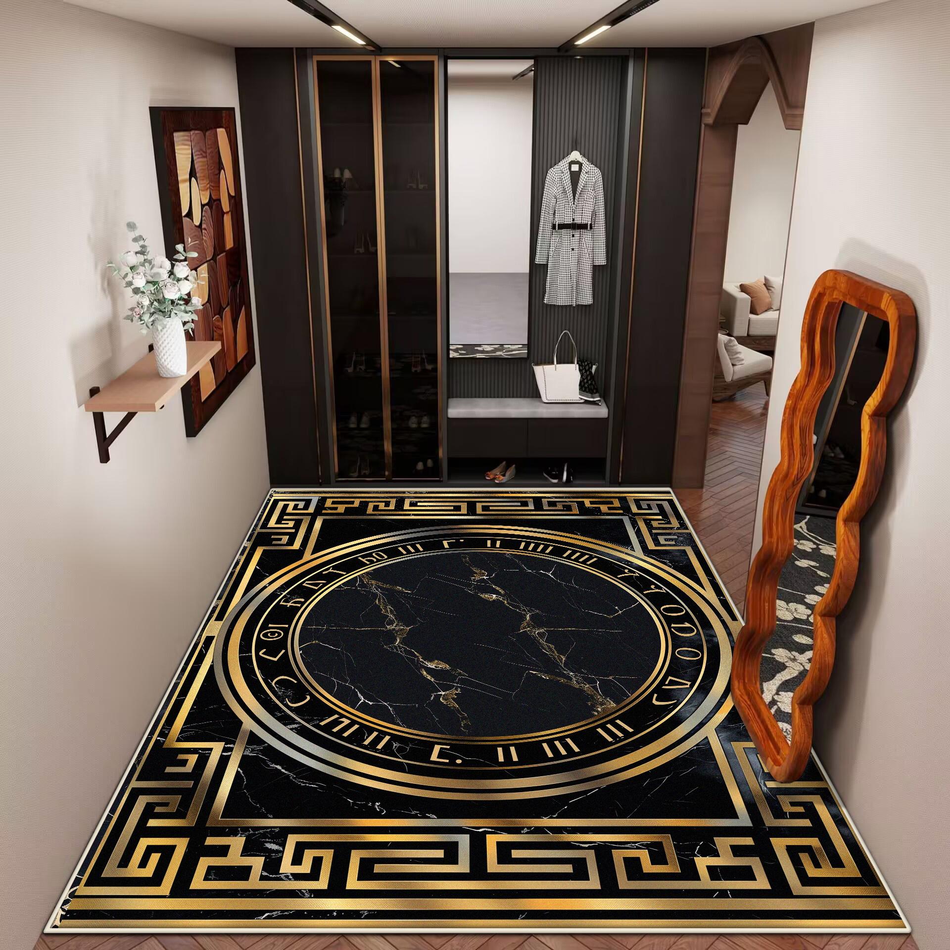 

Modern Black Gold Bedroom Carpet Home Decoration Luxury Non-slip Light Luxury Large Area Rugs Washable Rug Parlor Bath mat Room 60x90cm