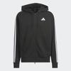 Adidas Essential+ 3s Ft Fz Hd Casual Cotton Full Zip Hoodie Black